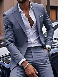 Men's Slim Fit 2-Piece Suit, 1-Button Jacket Pants Set, Formal Business Prom Casual Set, Suitable for Various Business and Casual Occasions, Suitable for Weddings，business casual outfits，prom outfits men, office work clothesutsa graduation outfit