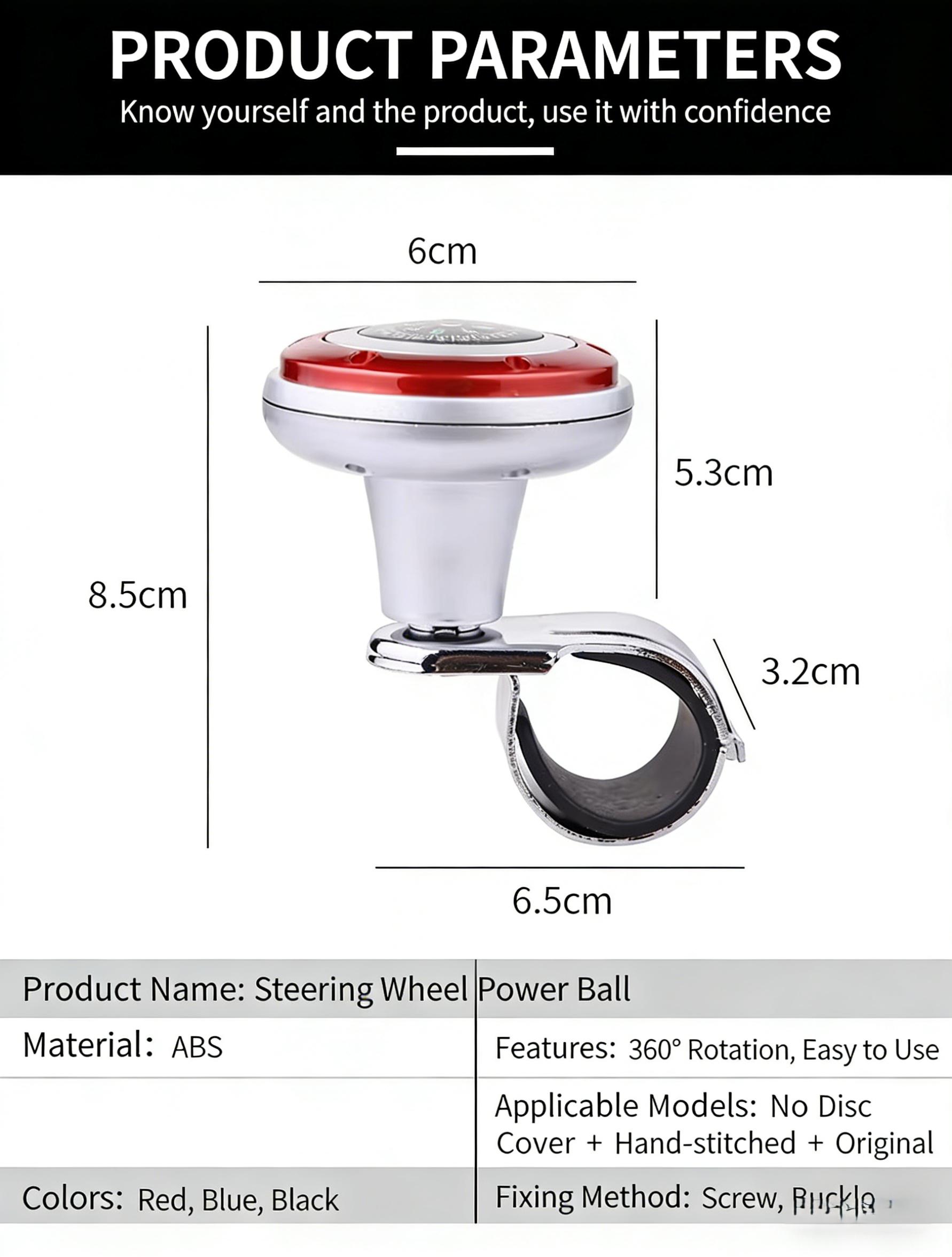 Steering Wheel Spinner Knob with Compass, 360° Rotation Car Steering Wheel Booster, Easy Install Universal Car Accessory for Effortless Turning, Must-Have for Drivers & Car Enthusiasts