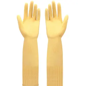 A pair of long rubber gloves with cow tendons, laundry, dishwashing, and cleaning gloves can protect your hands