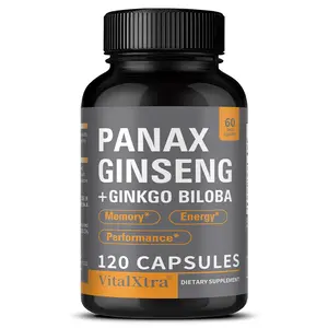 Ginseng and Ginkgo Biloba Health Supplement - Supports Brain Memory and Concentration 120 Capsules