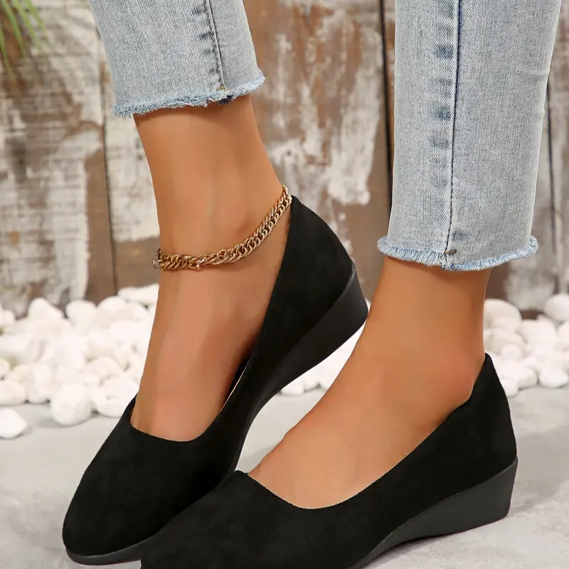 Women's Round Toe Slip-On Flats, Casual Flat Footwear, Soft PU Leather Casual Non Slip Shoes, Lightweight Rubber Sole, All-Season Comfortable Design, Walking Shoes, Rubber Soled Shoes