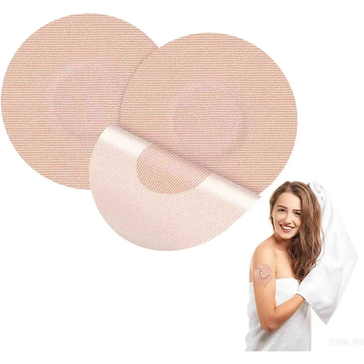 60 Pack Waterproof&Sweatproof Sensor Covers for Libre 1/2/3/Pro, Adhesive Patches for Freestyle Sensor,CGM Sensor Overpatch Tape-Compatible with Enlite-Guardian-Dexcom (Tan)Gift.