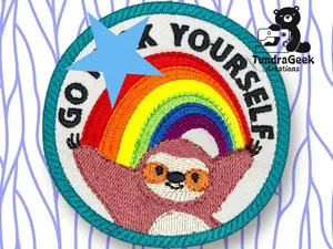 GFY Sloth Embroidered Sew-On Patch