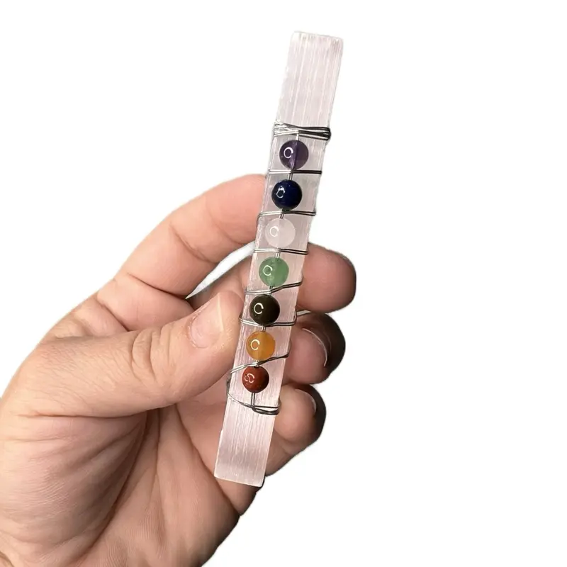 Decor Selenite Chakra Sticks - Colorful Meditation Sticks for Spiritual Practices Quartz Natural Crystal