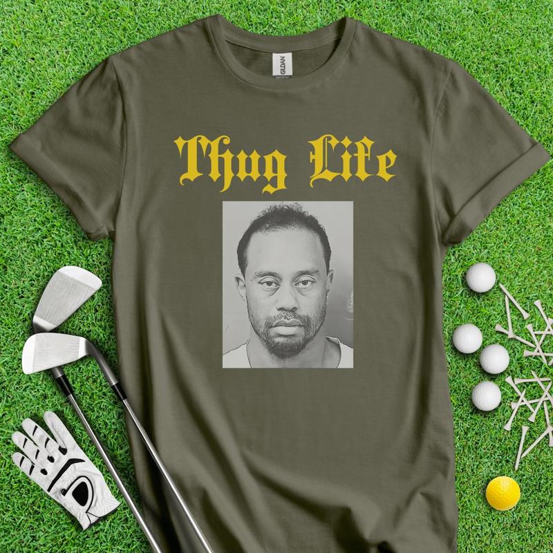 Thug Life - Tiger Woods Mugshot T-shirt, Find Your Unique Style, Dynamic Prints, Men And Women, Classic Cotton, Menswear Top, Unisex