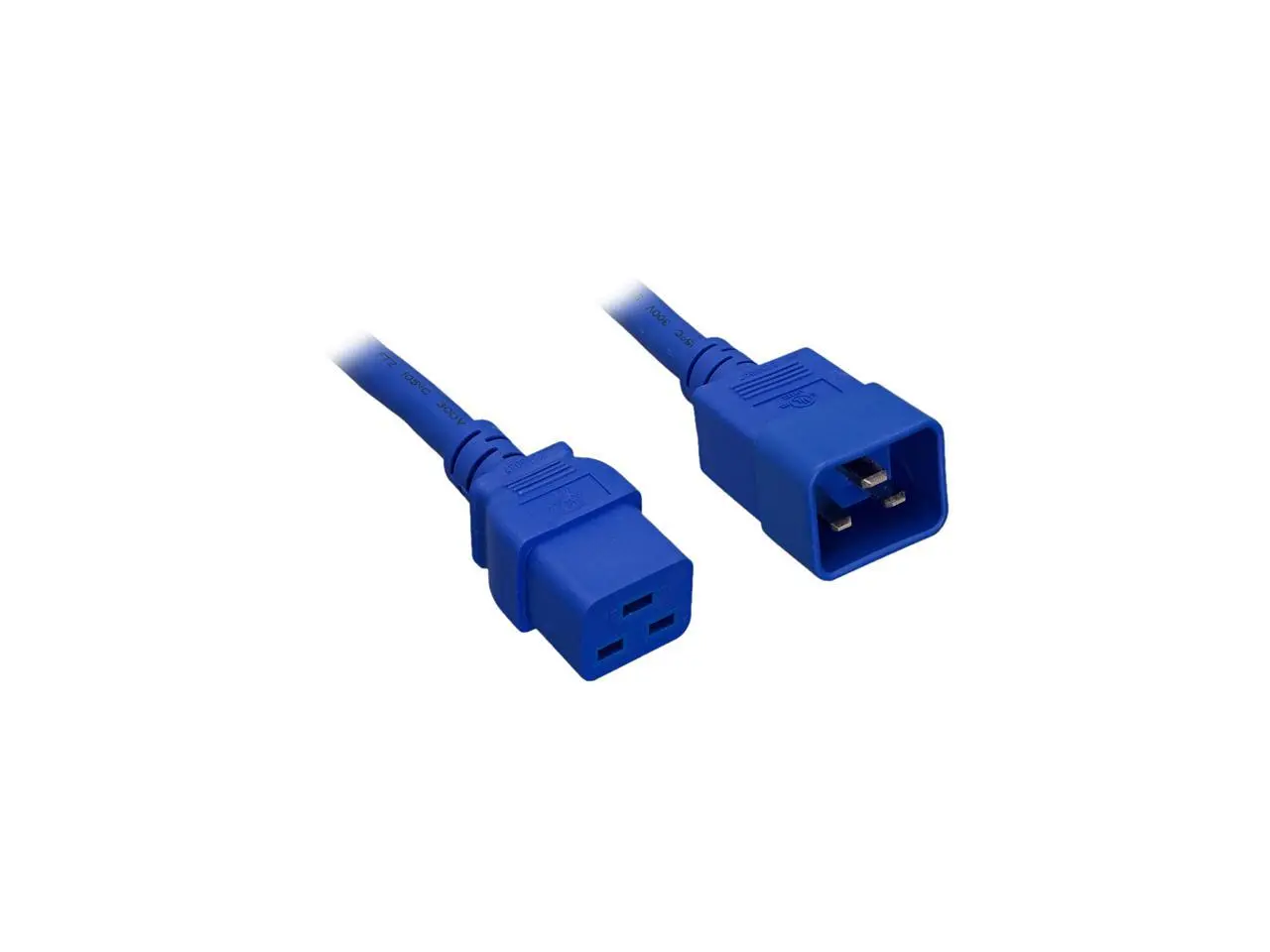 Nippon Labs 12 AWG C20 to C19 Universal Jumper Power Cord, IEC320 C19/C20 SJT 20A 250V 2 ft. - Blue