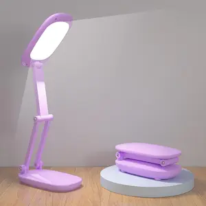 Z-DLP1  LED Desk Lamp for Office Home & Battery Operated Lamp Rechargeable Lamp Foldable & Portable Light, [2-Fold Bracket] 3 Brightness Dimmable Small Desk Lamp Wireless Reading Lamp (Purple)