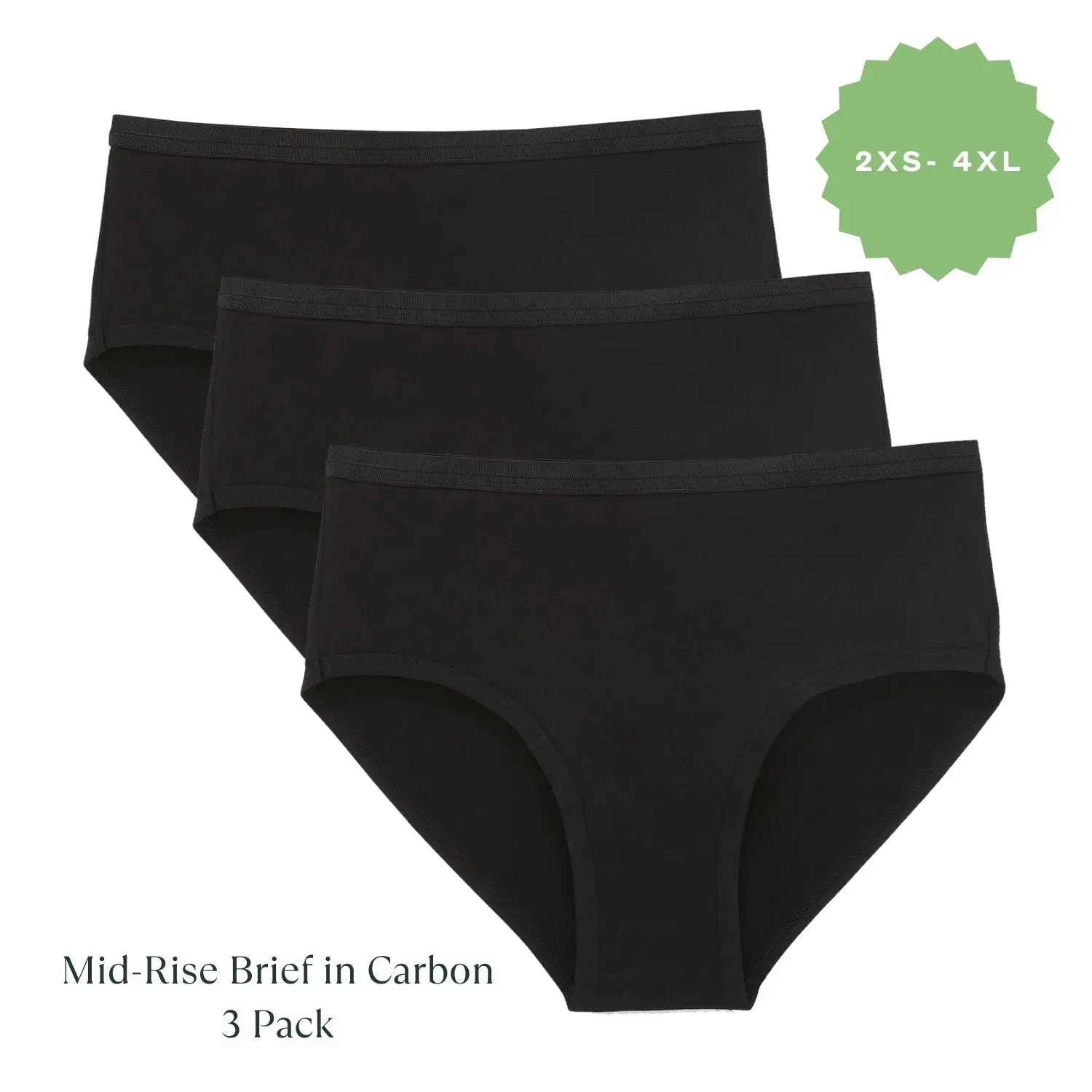 Organic Mid-Rise Brief in Carbon 3-Pack