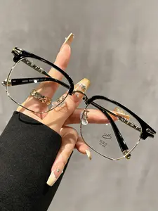 Fashion Versatile Half Frame Anti-Blue Light Glasses Tr90 Casual Office Outdoor Eyewear, Stylish Unisex Eye Protection