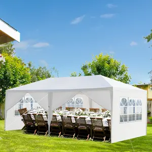 10'x20' Outdoor Party Tent with 6 Removable Sidewalls Waterproof Canopy Patio Wedding Gazebo White for Events