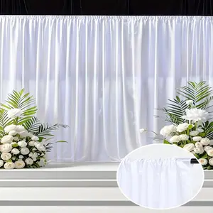 1pc White Satin Backdrop Curtain, White Polyester Photography Backdrop For Wedding Party Ceremony Stage Decor, Bridal Party, Anniversary Party Stage Decor, Bridal Party, Anniversary Party Stage Decor, Babe Shower Birthday Party, Party Decoration