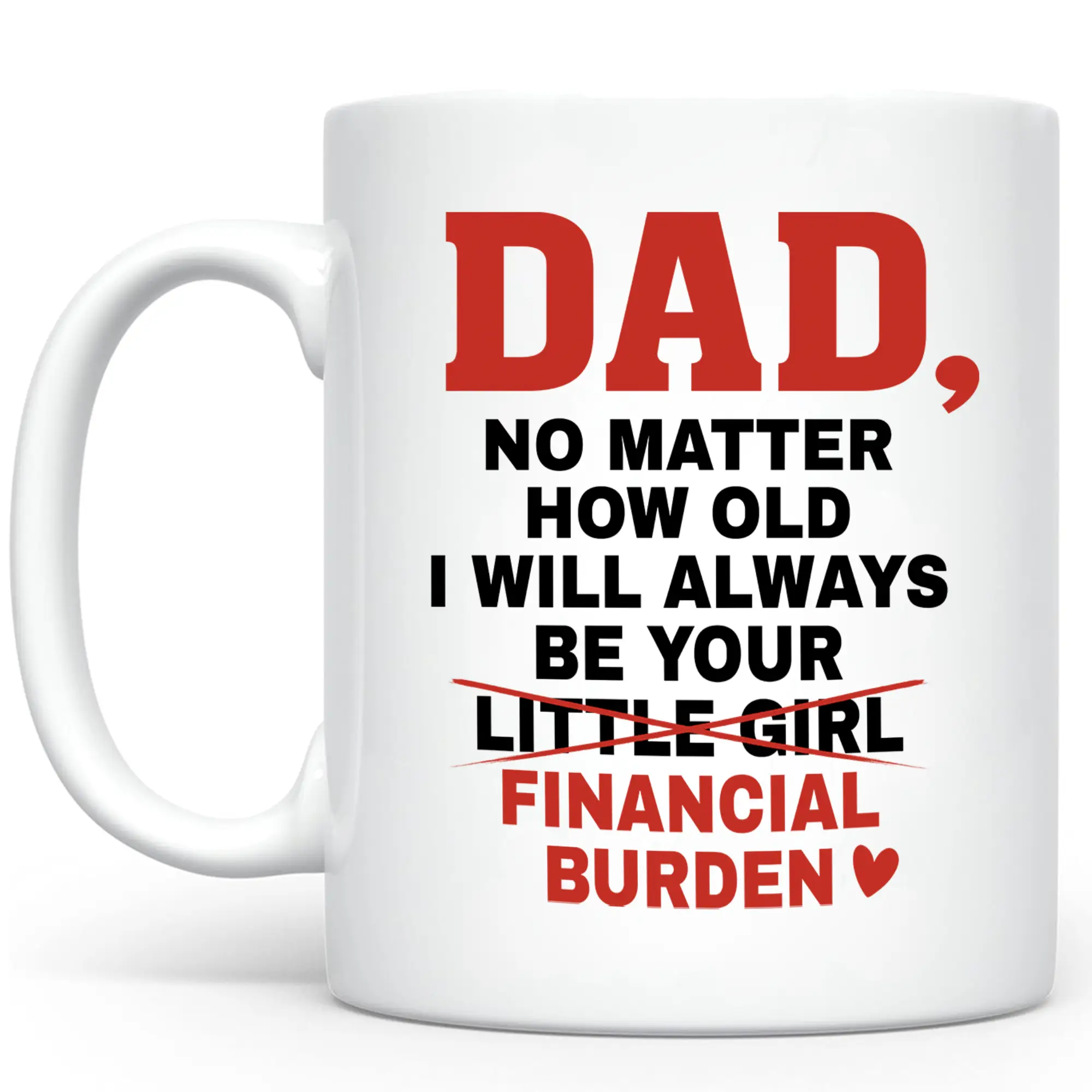 Dad No Matter How Old I Will Always Be Your Financial Burden Mug, Funny Dad Coffee Mug, Daughter Financial Burden Joke Mug, Funny Saying 11Oz Mug, Fun