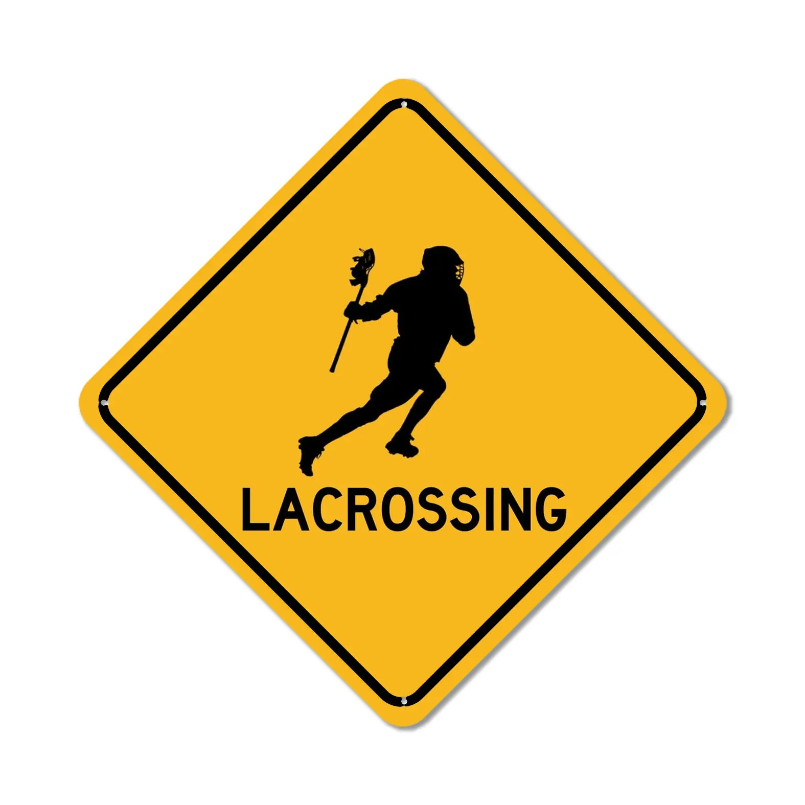 Lacrossing Metal Decorative Sign Lacrosse Player Sport Home Gym Garage Dorm Decor, 8x8 inch street road sign