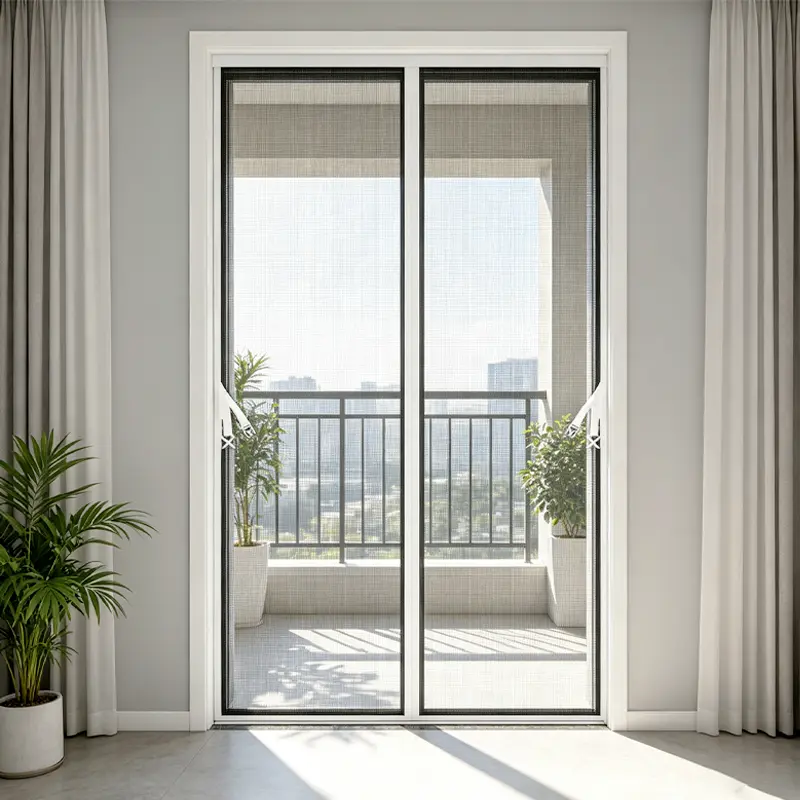 AIYYIPA Magnetic Fiberglass Mesh Screen Door White, Upgraded Thickened Magnets Auto Silent Self-Closing Door Curtain, Hands Free Walk Through Pet Safe Bug Mosquito Protection, Ventilated Fiberglass Net for Interior Doors