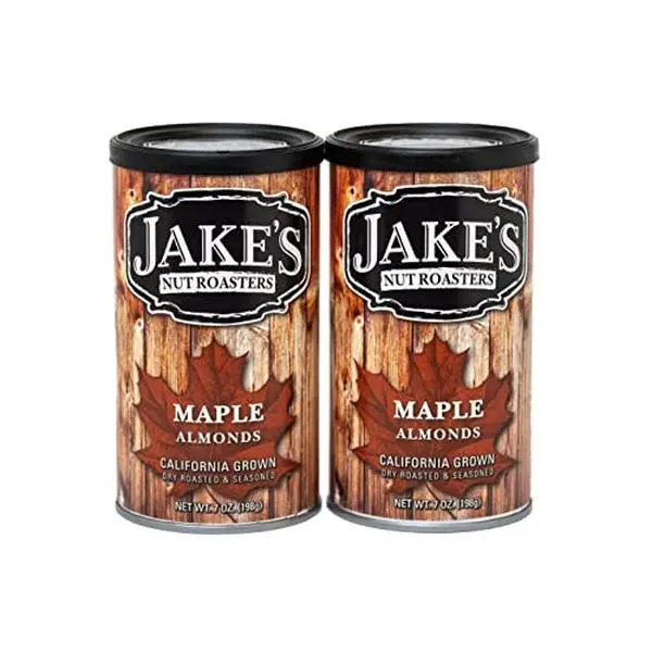 Jake's Nut Roasters - Sweet Maple Almonds (2 Pack) Whole Dry Roasted Seasoned Flavored Almonds - High-Protein Snack with Maple Flavor
