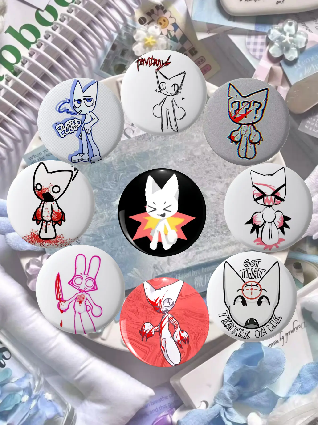 Anime Cat Badge Set, Cute Hand-Drawn Pattern, Fashionable Pin, Trendy Accessory, Daily Wear & Collection, Perfect Gift for Holidays, Drop Set Pins, Brooches, Lapel Pins, Brooch Pin Clip