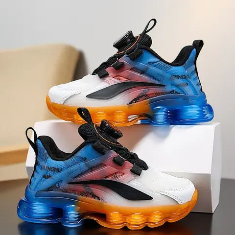 Spring & Summer Casual Trendy, PVC Sole, Rotating Dial Lace-Up, Colorblock, Fashionable School Sports Shoes, Trainer Footwear