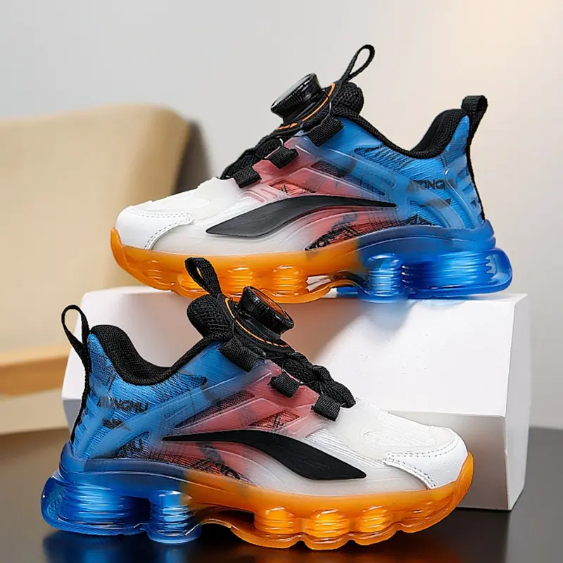 Spring & Summer Casual Trendy, PVC Sole, Rotating Dial Lace-Up, Colorblock, Fashionable School Sports Shoes, Trainer Footwear