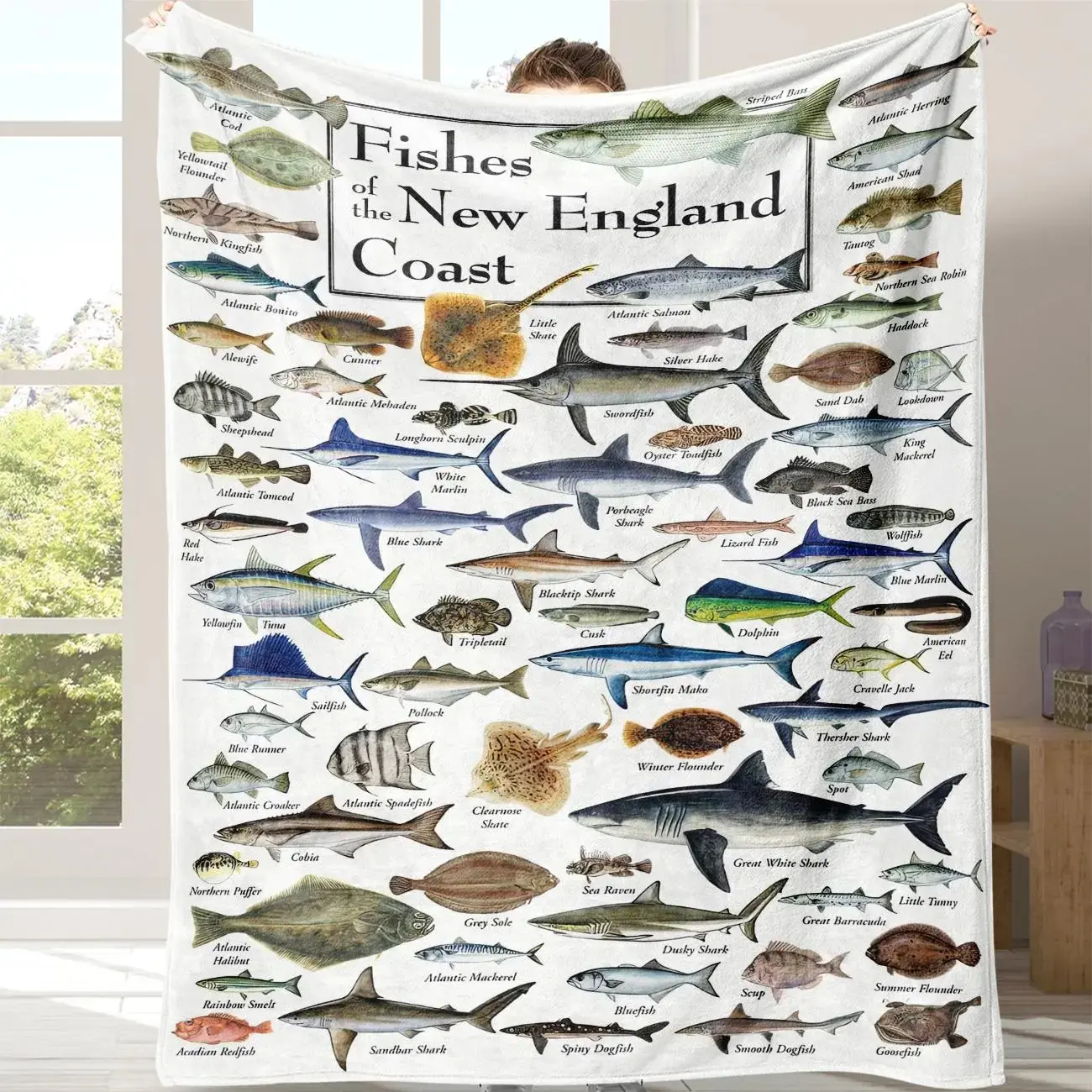 Fish Pattern Flannel Throw Blanket - 1 Count Buttery Soft Warm Character Graphic Blanket for Home, Office #GLOBAL PICKS, Buttery Soft Blankets, Character Graphic Blankets