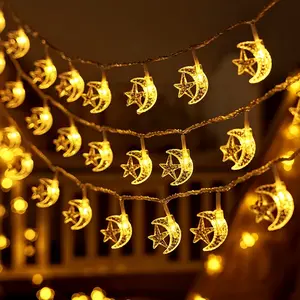 Moon Star LED String Lights, Led Lighted, Battery Operated, Perfect for Ramadan, Eid, Wedding, Birthday, Party, Home Decor, Festival Atmosphere