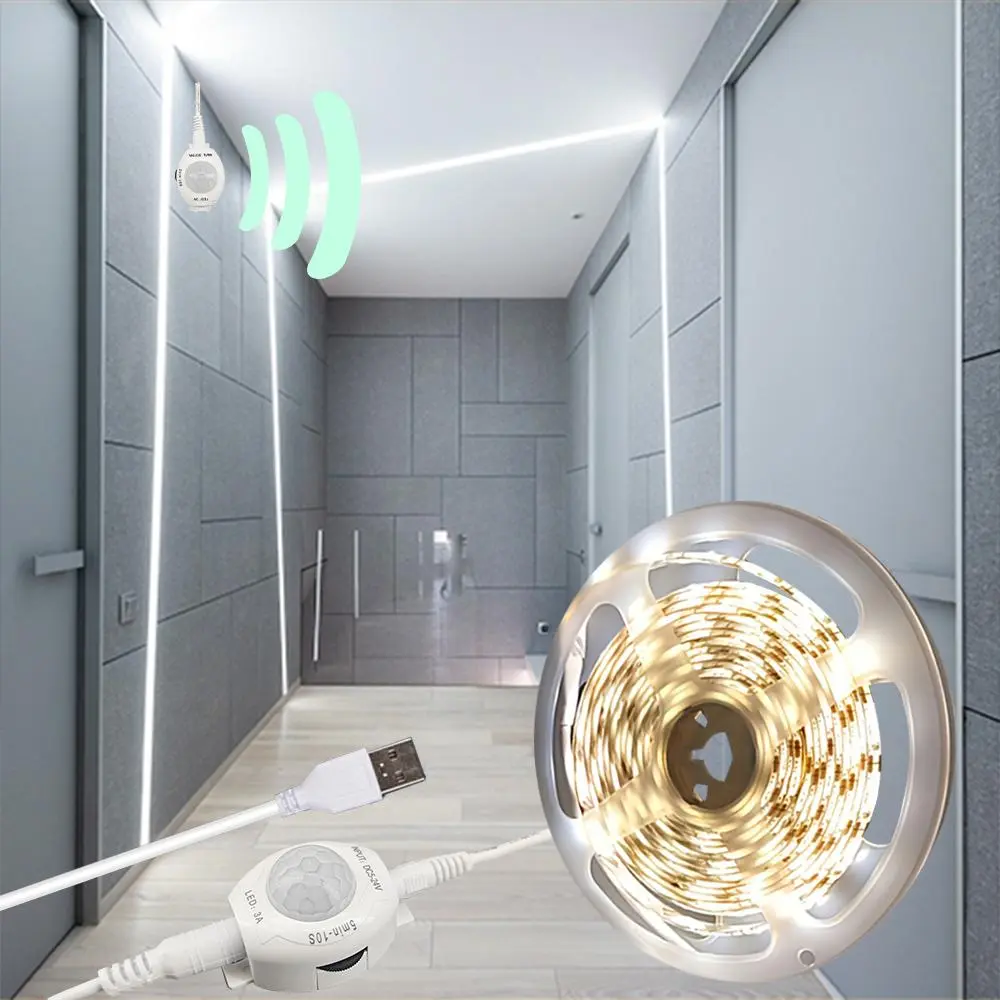 Human Body Sensor LED Strip Light, Usb Powered LED Light Strip, Ambient Led Lighting for Home Bathroom, Corridor & Stairway, Ambient Dimmable LED, Adjustable Brightness Led, Adjustable Leds, Wifi LED Strip, Led Lights Strips