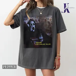 Nothin' Just Chillin' Killin' Shirt, Ghostface Shirt, Funny Halloween Shirt, Scream Shirt, Shirt, Halloween Gift Shirt, Halloween Tee