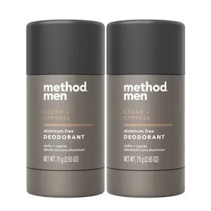 Method Men Aluminum Free Deodorant Stick, Cedar + Cypress, 2.65 oz ( 2-Pack )