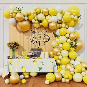 139pcs Yellow Gold Balloon Arch Garland Kit Lemon Bridal Shower Gender Reveal Baby Shower Birthday Engagement Party Backdrop Decorations