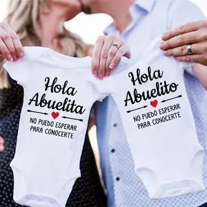 Hi Grandma Hi Grandpa Baby Announcement Romper Newborn Baby Bodysuits Summer Boys Girls Jumpsuit Pregnancy Reveal Clothes