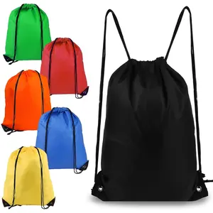 Drawstring Backpack 6Pcs Drawstring Gym Bags Black Draw String Bags Backpack for Sports, Gym, Travel, Swimming, Beach (6 Colors)