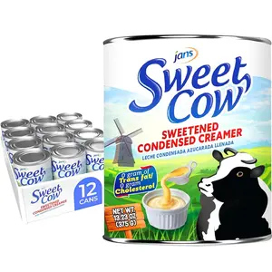 Jans Sweet Cow Condensed Milk (375g, Pack of 12) Sweetened Condensed Milk Canned Creamer for Baking