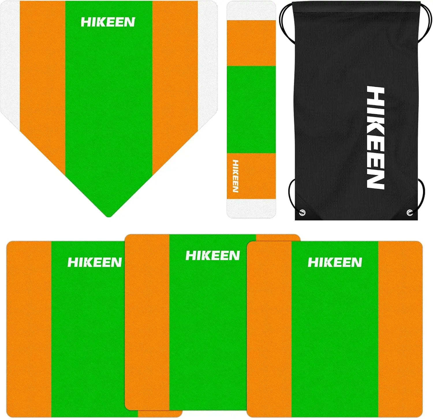 Hikeen 5-Piece Rubber Baseball Base Set with Home Plate, Durable Throw-Down Bases & Convenient Carry Bag for Youth Backyard Practice, High-Visibility, Non-Slip Bottom, Easy Setup, Field Use, Ground Traction Enhancement