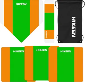 Hikeen 5 Piece Baseball & Softball Base Set, Throw Down Rubber Bases for Baseball Softball Kickball with Home Plate for Backyard Field Practice