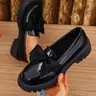 A pair of women's new fashion PU Leather Loafers, with a simple bow decoration, versatile spring and autumn new single shoes, slip-on, comfortable and soft without rubbing, Casual Trendy Flat, Flat Casual Shoes, a must-have gift