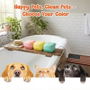 Dog Bath Brush with Shampoo Dispenser Silicone Pet Grooming Scrubber for Dogs & Cats Deep Clean Massage Easy Grip Rubber Handle Pet Shower Tool for Long Short Hair
