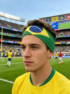 Vai Brasil Soccer Fan Headband Sweatband, Sports Headbands, Unisex for Men & Women, Ideal for Matches & Parties, Great Gift for Brazil Football Fans