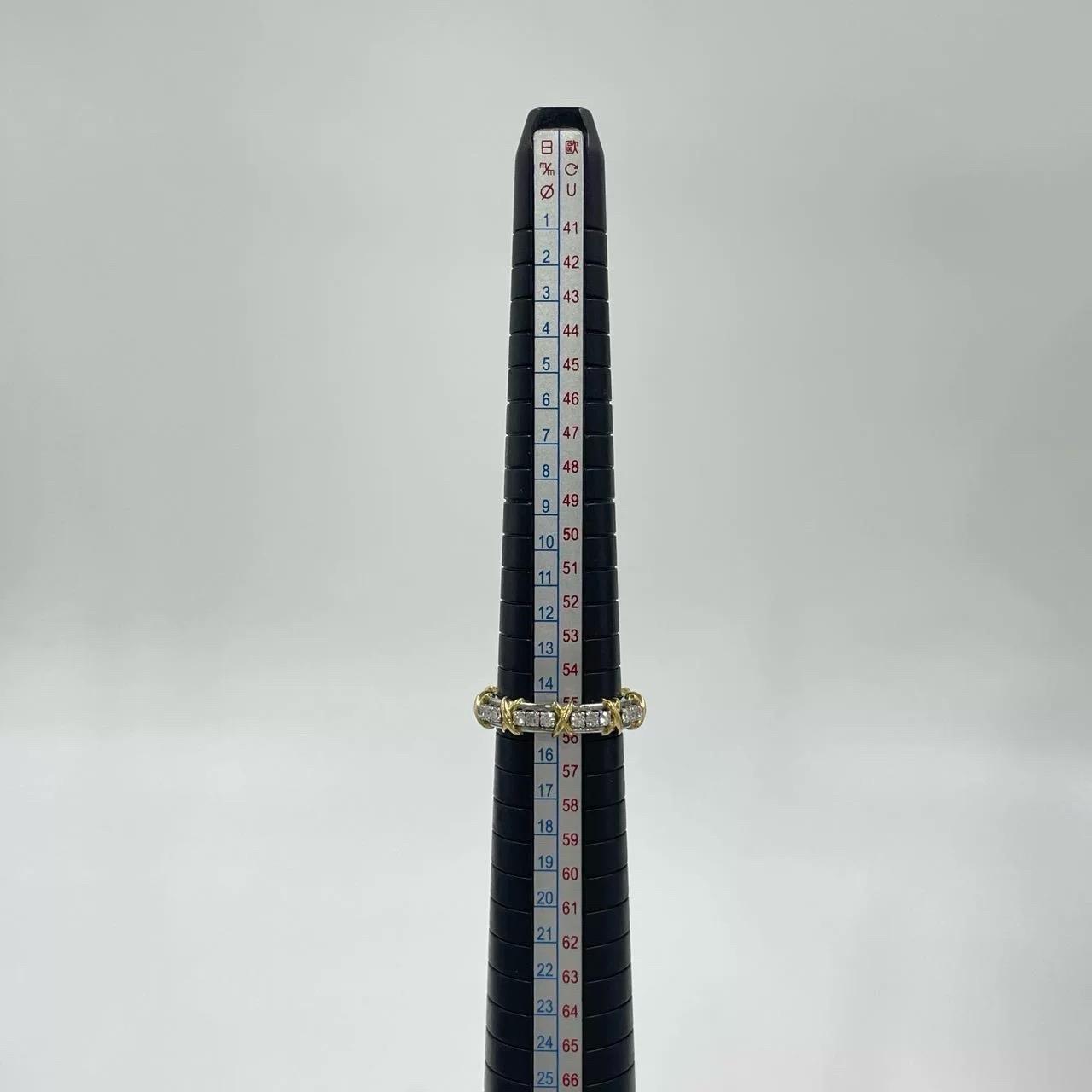 Pre-owned Tiffany & Co. Sixteen Stone Narrow Band Ring, Platinum & Yellow Gold with Diamonds, US Size 7.5