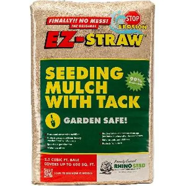 EZ-Straw Seeding Mulch with Tackifier - Biodegradable Processed Straw a 2.5 CU FT Bale (Covers up to 600 sq. ft.)