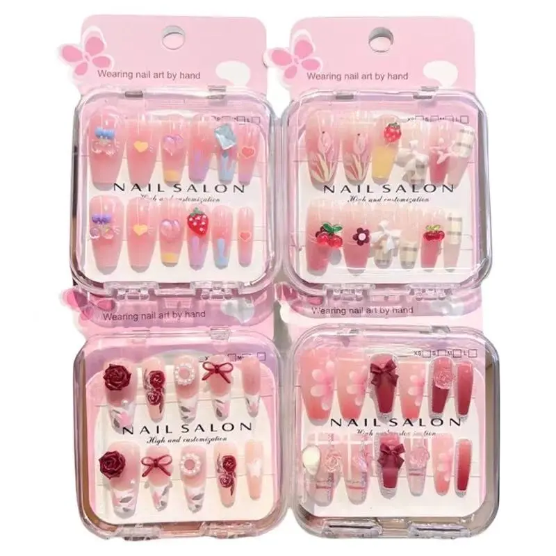 Set of 4 Long Ballerina Tip Hand-made Press-Ons