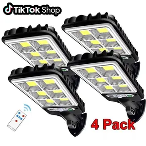 4 Pack Solar Street Light Outdoor, 10000 Lumens, 3 Modes LED Sensor Security Wall Lamp for Outdoor Garden Street Yard Fall Porch Decor, Solar Lights Outdoorll Mounted Light with Remote Control, IP65 Waterproof