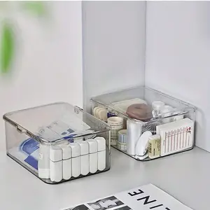 Transparent Acrylic Mask Box with Flip Cover, Large Capacity Cosmetic Storage, Home Use Dustproof Organizer, Dual Color Lid, Makeup Tool Organizer, Beauty Supplies Organizer, Cosmetics Organizer Storage
