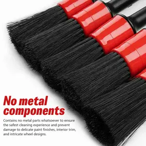 Universal 5 Pcs Car Detailing Brush Set, Professional Soft Bristle Auto Cleaning Brushes in 5 Sizes for Interior Exterior, Air Vents, Dashboard, Wheels, Crevices, Emblems & Console