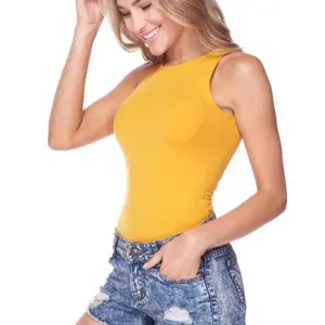 Sleeveless Mustard Bodysuit - Yellow Top for Women's Wear