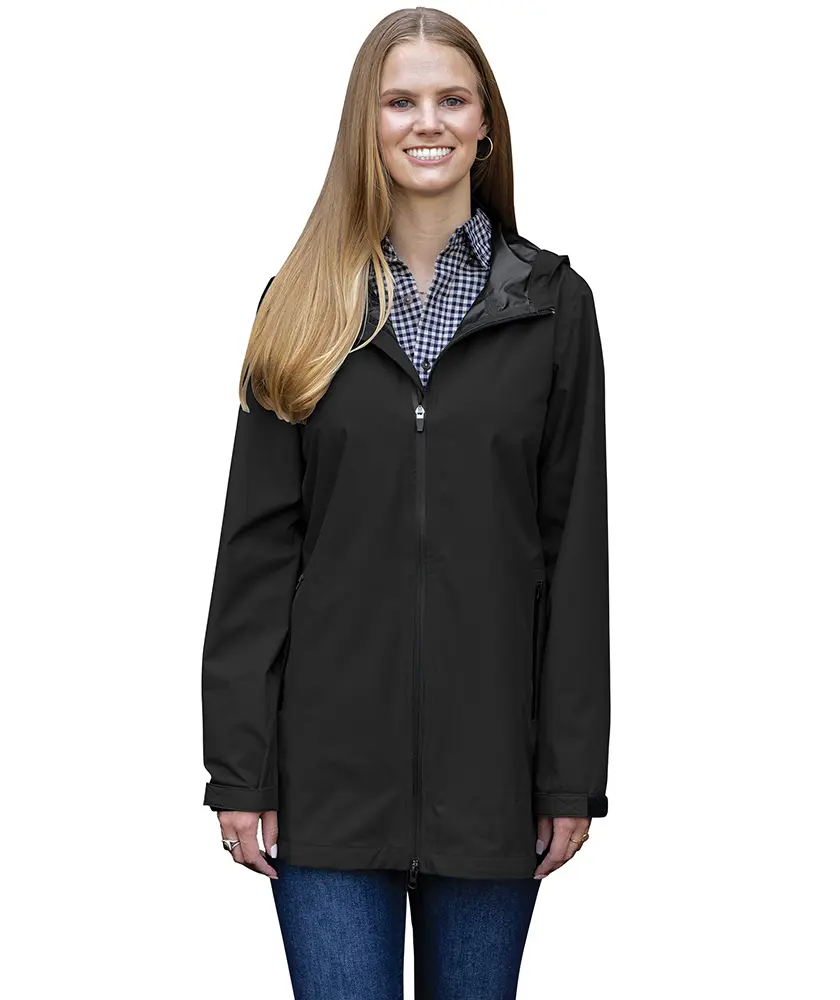 Charles River Apparel Women's Atlantic Rain Shell Jacket, a Fitted Lightweight and Waterproof Polyester Top with Pockets & Shock Cord, Tops, Basic, Long Sleeve, Outdoor, Crew Neck, Machine Washable, Plain, Casual, Stitch, Coats, Breathable
