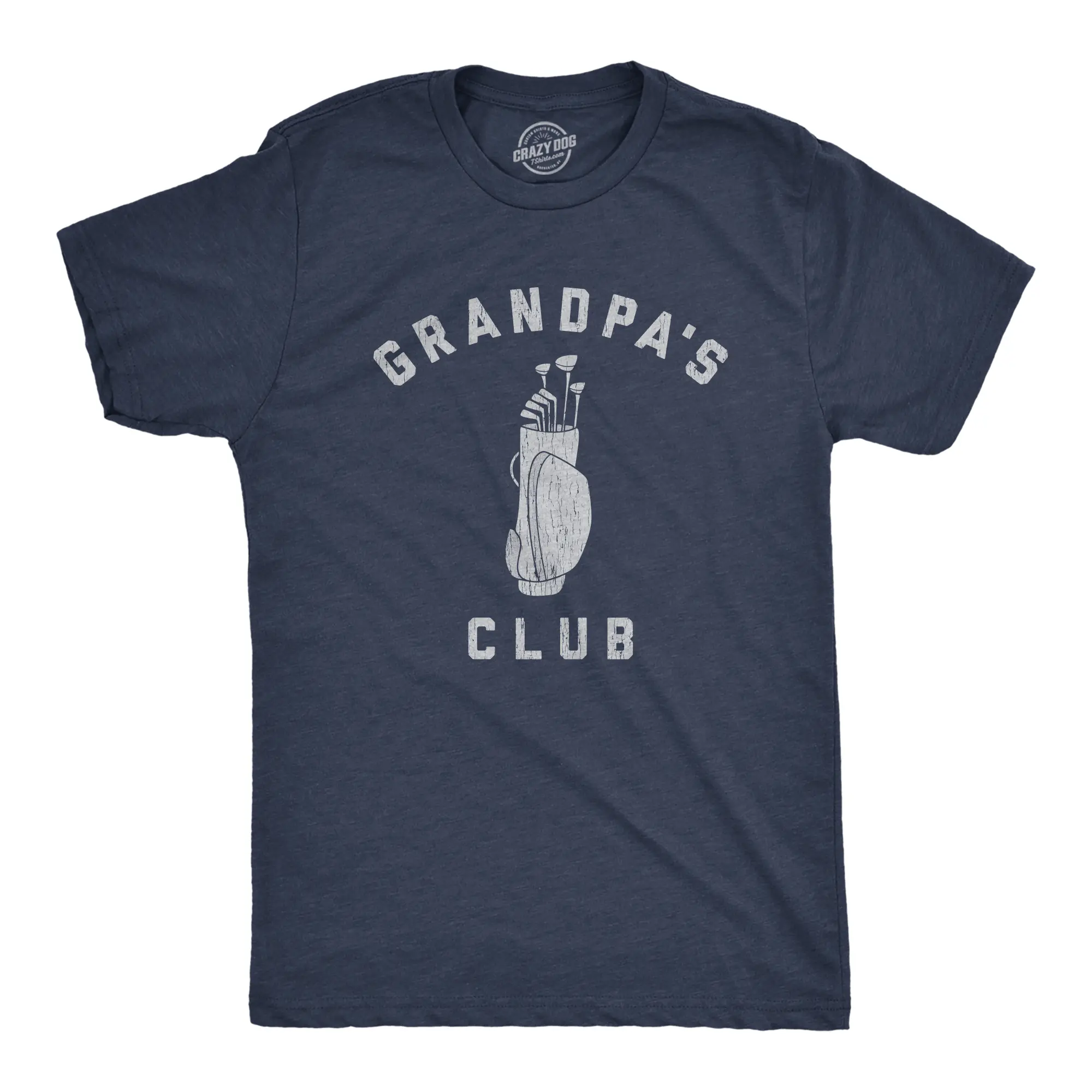 Mens Grandpa's Club T Shirt Funny Grandfather Golf Lover Gift for Gramps Novelty Tee Mens Funny T Shirts Cool Vintage Fashion T-Shirt Gift Classic Menswear Funny Golf Short Sleeve Novelty Tees for Guys Navy