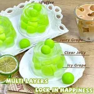 Grape Pudding Food-grade Silicone Squishy Toy, Handmade Squishy, Creamy Soft Adhesive Slow Rebound Squeeze Toy, Clear Jelly