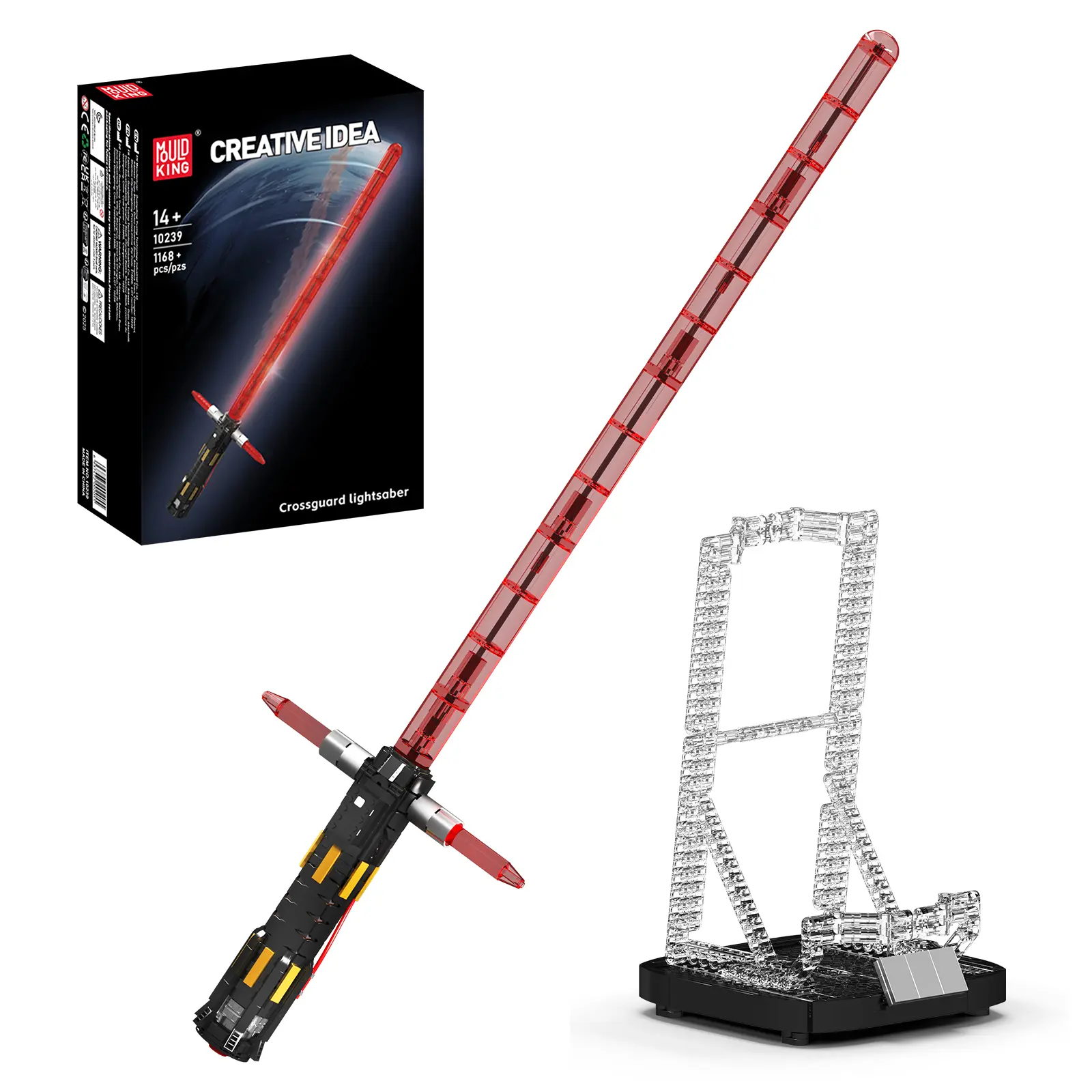 Mould King 10239 Red Lightsaber Display Building Block Toy LED Kit, Enhances Display Effect with Interlocking Blocks for Collectors and Role-Playing Enthusiasts