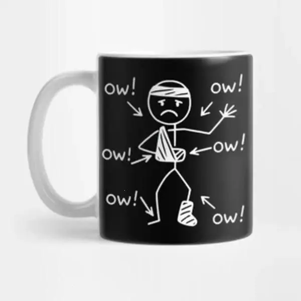 Funny Meme Ow Ow Ow Everything Hurts Stick Figure Mug