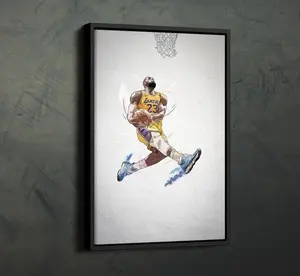 Lebron James Poster Dunk Los Angeles Lakers NBA Wall Art Home Décor Print Artwork - POSTER NO FRAME