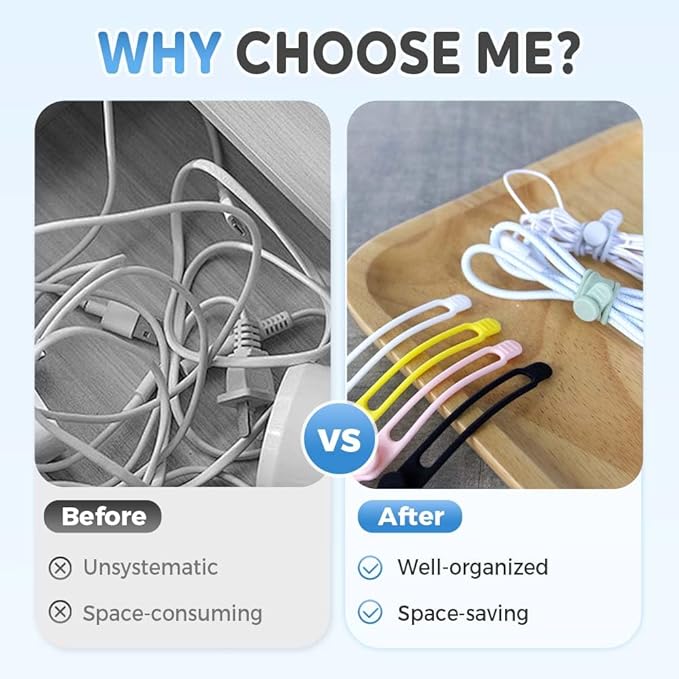 Cable Organizer & Silicone Cable Ties Reusable Cord Management Kit Cable Management Straps & Headphone Organizers for Home Office Desk Travel & Accessories Cable Organizer & Silicone Cable Ties Reusable Cord Management Kit Cable Management Straps & Headphone Organizers for Home Office Desk Travel & Accessories